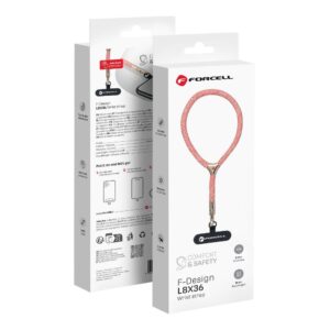 FORCELL F-DESIGN L8X36 Handgelenkband für Telefon mit verstellbarer Länge (max. 18 cm Schlaufenmaß), Pink-Weiß