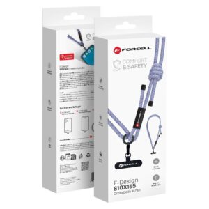 FORCELL F-DESIGN S10X165 Umhängeband für Telefon mit verstellbarer Länge (max. 82,5 cm im Schlaufenumfang) grau-lila
