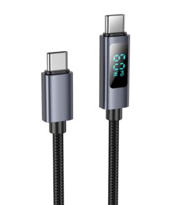 USB-C-auf-USB-C-Kabel Hoco 3A 60W mit Display 1 m X112 Schwarz