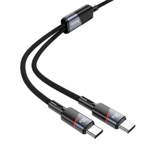 2in1 USB-C auf USB-C / USB-C Kabel Hoco 5A 100W 1,2 m U139 schwarz