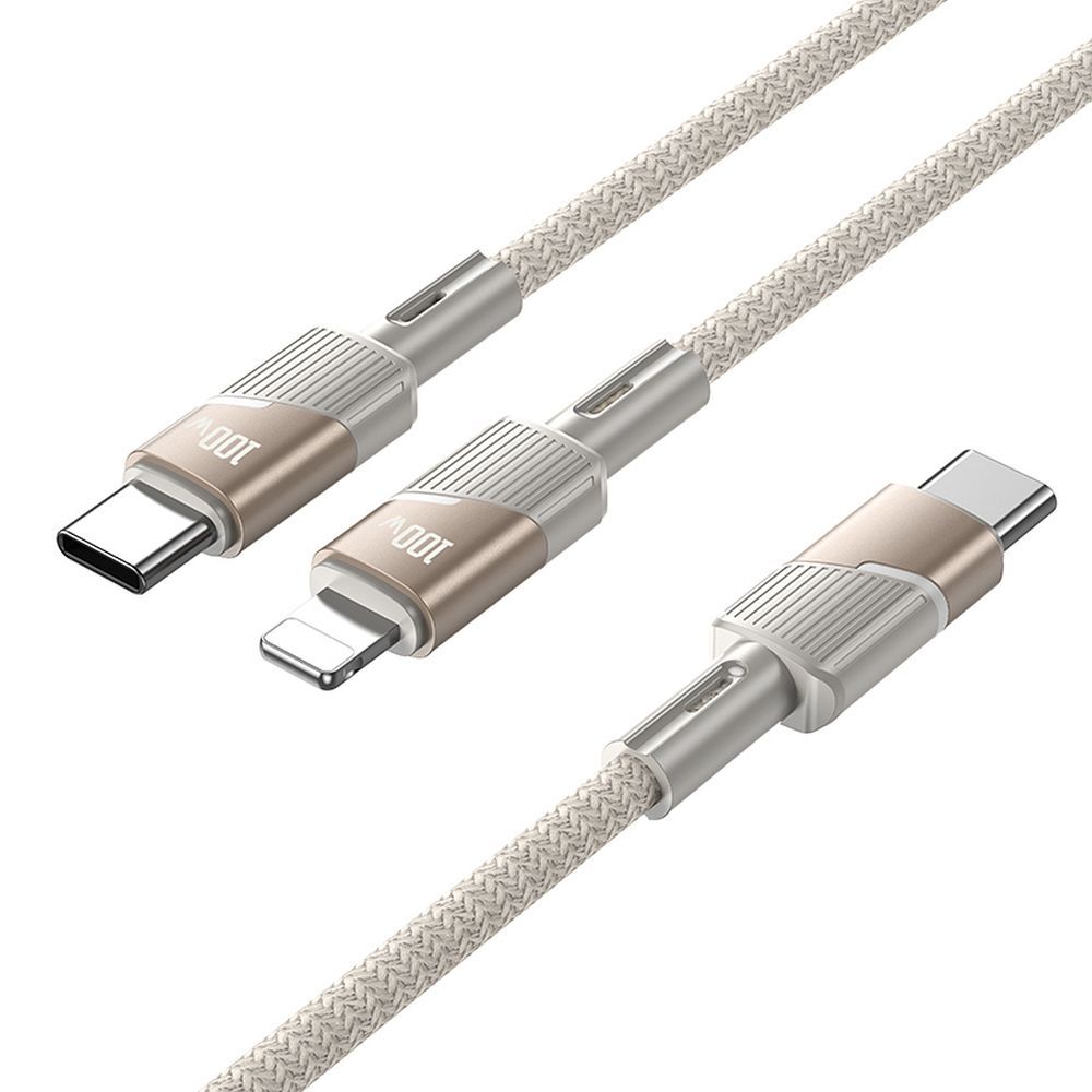 Kabel 2in1 USB-C zu USB-C / USB-C Hoco 5A 100W 1,2 m U139 Gold – Bild 3