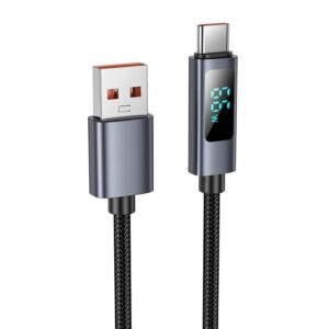 Hoco USB A auf USB C Kabel 5A mit Anzeige, 1 m, X112, Schwarz