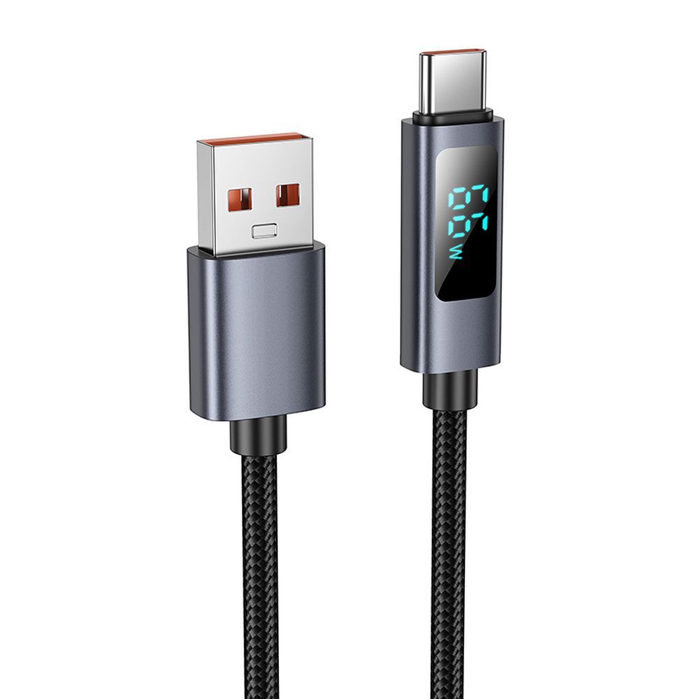 Hoco USB A auf USB C Kabel 5A mit Anzeige, 1 m, X112, Schwarz