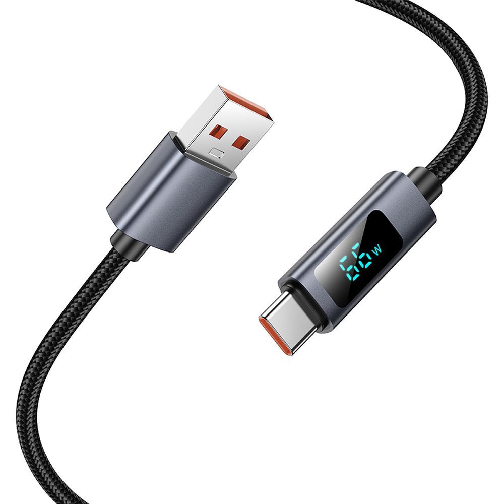Hoco USB A auf USB C Kabel 5A mit Anzeige, 1 m, X112, Schwarz – Bild 4