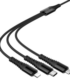Hoco X123 3-in-1 Ladekabel USB-C / USB-A zu Lightning + USB-C + Micro USB, 1 m, schwarz