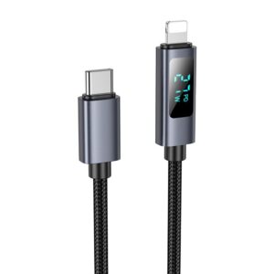 USB-C-auf-Lightning-Kabel Hoco PD 27W mit Display 1 m X112, schwarz
