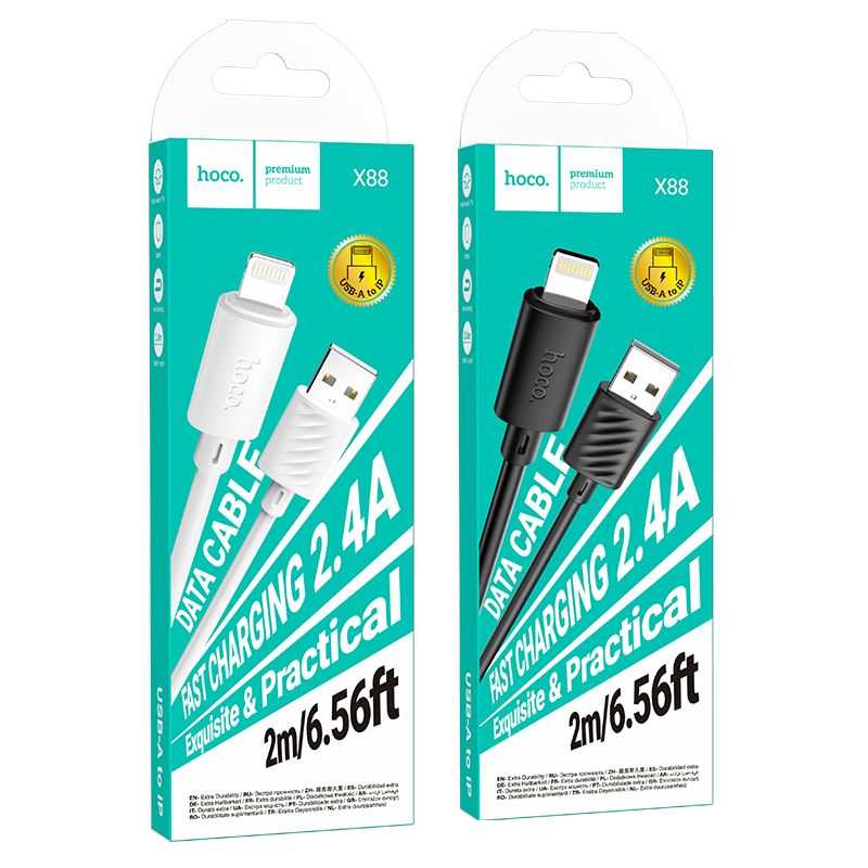 USB A auf Lightning Kabel Hoco 2,4A 2 m X88 schwarz – Bild 8