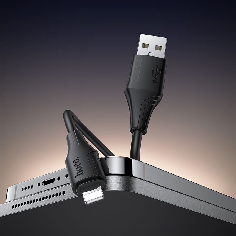 USB A auf Lightning Silikonkabel Hoco 2,4A 1 m X124 schwarz – Bild 5