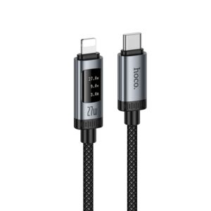 Datenkabel mit digitaler Anzeige USB-C auf Lightning Hoco PD 27W 1,2 m U148 Schwarz