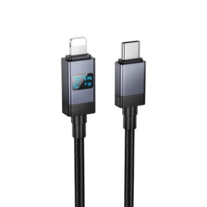 USB-C- auf Lightning-Kabel Hoco PD 27W mit Anzeige 1 m X118 Schwarz