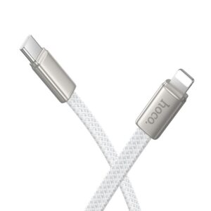 Flaches USB-C-auf-Lightning-Kabel Hoco PD 30W 1 m X125 Weiß