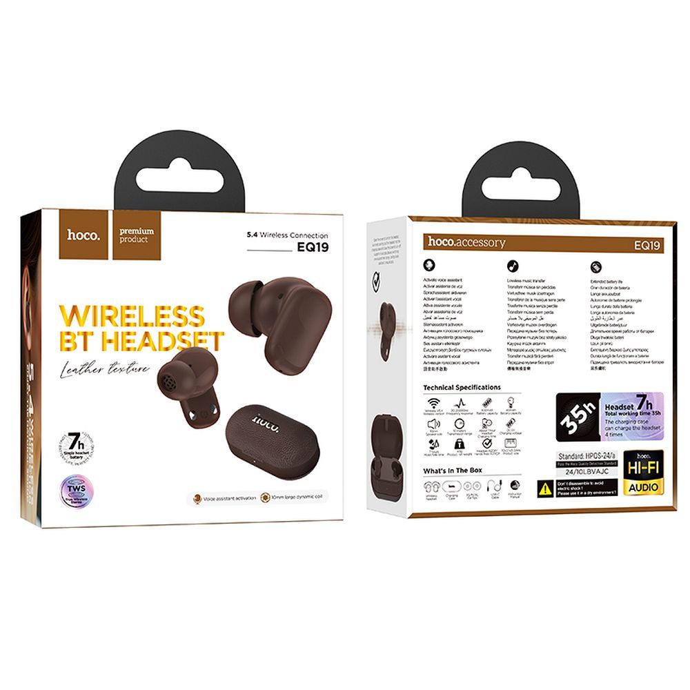 HOCO kabellose Bluetooth In-Ear-Kopfhörer TWS EQ19 Braun – Bild 4