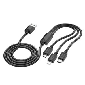 3in1 Kabel USB A zu Lightning / Micro USB / USB C Hoco X74 2A 1 m schwarz