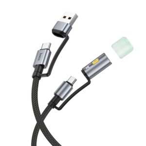 All-in-One Kabel USB A / USB C zu USB C mit LED-Leuchte Hoco 3A 60W 1,2 m U138 schwarz