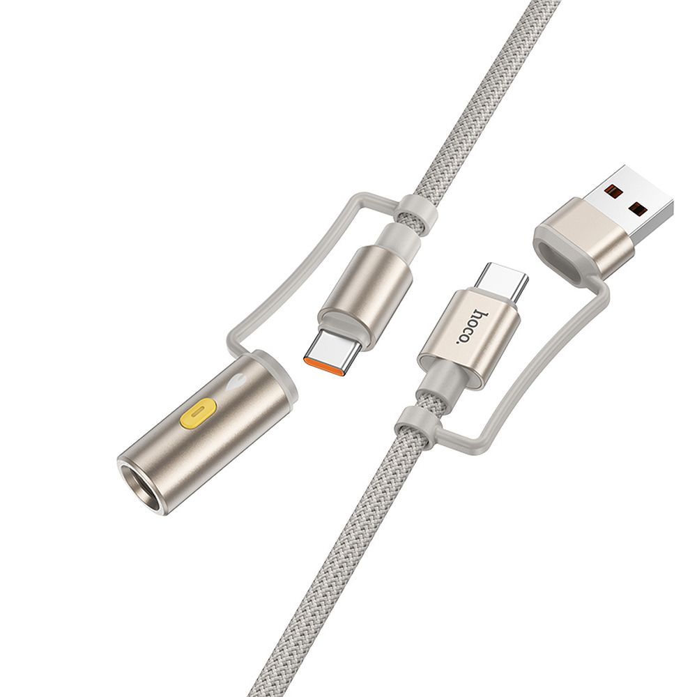 Hoco All-in-One Kabel USB-A/USB-C auf USB-C/Zigarettenanzünder 3A 60W 1,2 m U138 Grau