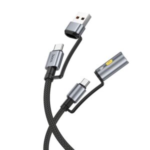 Hoco 3A 60W 1,2 m All-in-One Kabel USB A / USB C zu USB C / KFZ-Zigarettenanzünder U138 schwarz