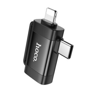 HOCO OTG 2-in-1 Adapter Typ C (Stecker) / Lightning (Stecker) auf USB A (Buchse) UA31F schwarz