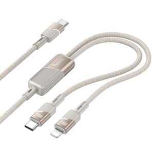 2in1 Kabel USB-C zu USB-C + Lightning Hoco 5A 100W 1,2 m U139 Gold