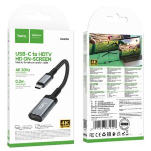USB-C-zu-HDTV-Konvertierungskabel Hoco 4K 30Hz 0,2 m UA43A Metallgrau – Bild 8
