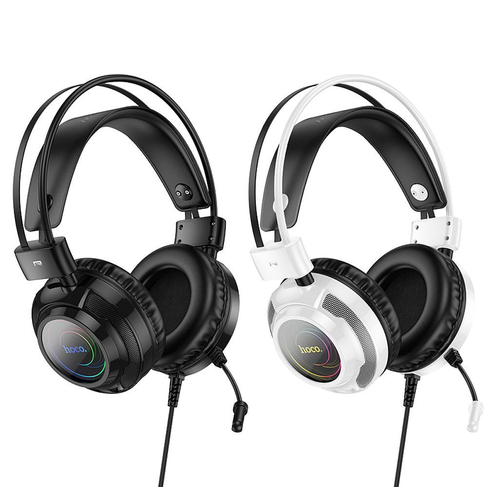 HOCO W110 Gaming-Kopfhörer mit Kabel, USB A + 3,5 mm Klinke, mit Mikrofon, 2 m, Schwarz – Bild 5