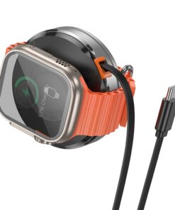 Kabelloses Ladegerät Hoco 15W mit einziehbarem USB-C-Kabel, kompatibel mit MagSafe und Apple Watch CQ18 Silber