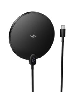 Kabelloses Ladegerät Hoco 15W mit USB-C-Kabel und Digitalanzeige CW62 Schwarz