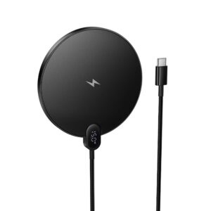 Kabelloses Ladegerät Hoco 15W mit USB-C-Kabel und Digitalanzeige CW62 Schwarz