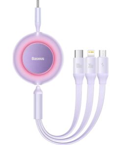BASEUS 3-in-1 Kabel Typ C zu Micro USB / Lightning / Typ C PD QC4.0 3,5A 100W CAMJ010205 1,1 m lila