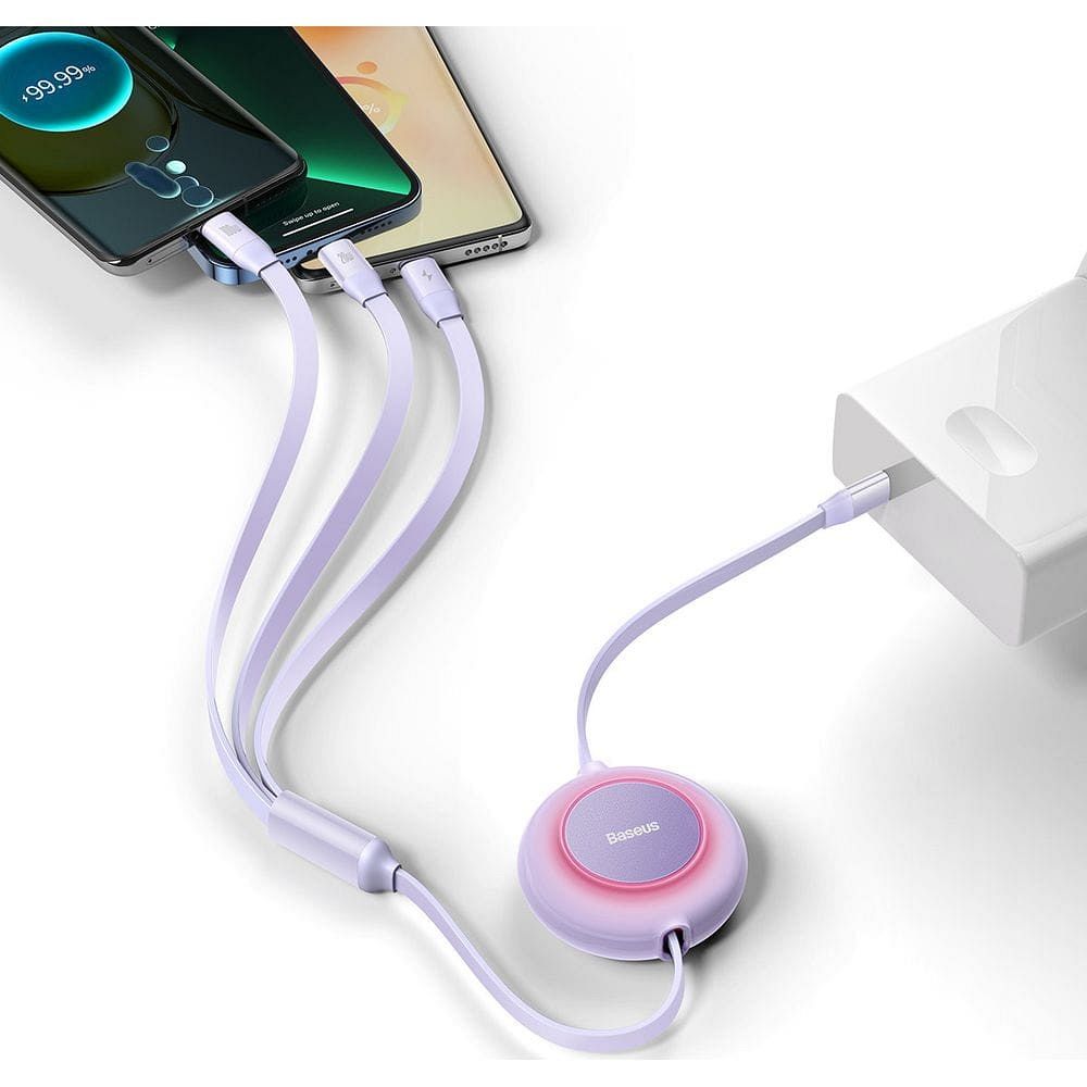 BASEUS 3-in-1 Kabel Typ C zu Micro USB / Lightning / Typ C PD QC4.0 3,5A 100W CAMJ010205 1,1 m lila – Bild 9