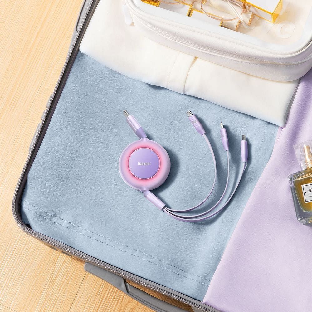 BASEUS 3-in-1 Kabel Typ C zu Micro USB / Lightning / Typ C PD QC4.0 3,5A 100W CAMJ010205 1,1 m lila – Bild 10