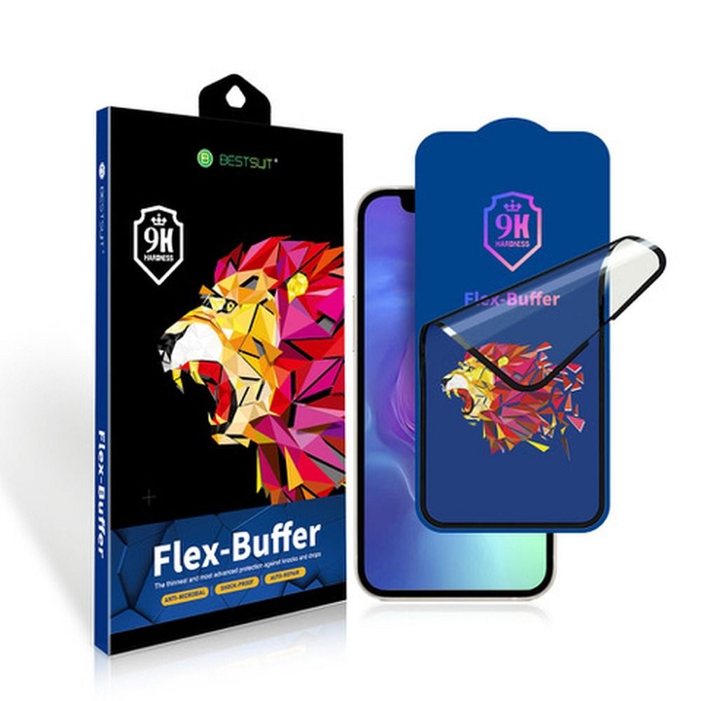 Bestsuit Flex-Buffer 5D Hybrid-Glas mit antimikrobieller Biomaster-Beschichtung für iPhone 13 Pro Max/14 Plus, schwarz