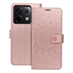 MEZZO Book Case für XIAOMI Redmi NOTE 13 PRO 5G Mandala Gold Rosa