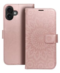 MEZZO Book Case für iPhone 16 Plus Mandala Gold Rosa