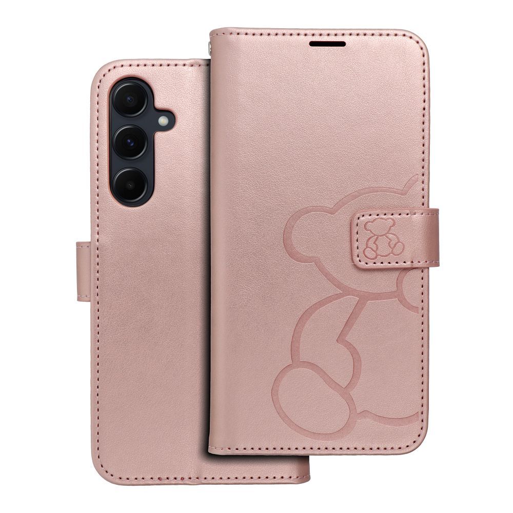 MEZZO Buchhülle für SAMSUNG A55 5G – Teddybär Roségold