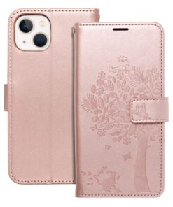 MEZZO Book Case für iPhone 13 Baum Gold Rosa