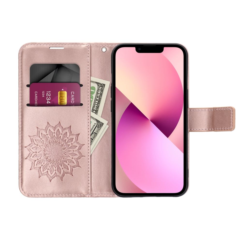 MEZZO Buchhülle für MOTOROLA G56 Mandala Gold Rosa – Bild 5