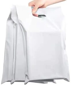 Kurierfolienverpackungen mit Griff 260 x 350 mm + 70 mm Griff RC088, 50 Stück, weiß