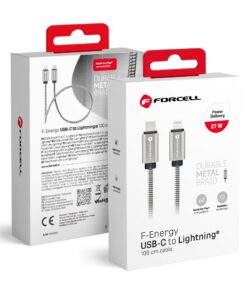 FORCELL Kabel Typ C zu iPhone Lightning 8-polig PD 27W Metall C238 1m Silber