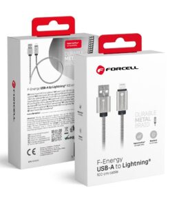 FORCELL F-ENERGY Metal C236 USB-A-zu-Lightning-Kabel 2,4A 12W, 1 m, Silber