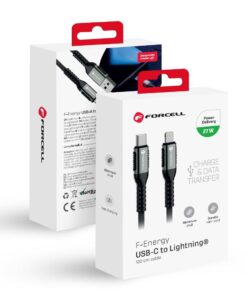 FORCELL F-ENERGY C259 USB-C-auf-Lightning-Kabel PD 3A 27W Cafule 1,2 m Schwarz