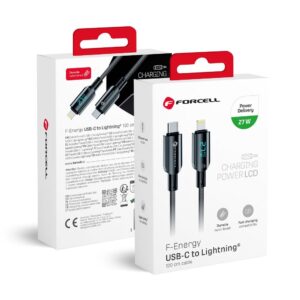 USB-C-auf-Lightning-Kabel Forcell F-Energy PD 3A 27W Digital 1,2 m C276 schwarz