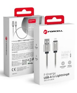 FORCELL F-ENERGY Metal C236 USB-A zu Lightning 2,4A 12W Kabel, 2 m, Silber