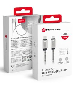 FORCELL Kabel Typ C zu iPhone Lightning 8-polig PD 27W Metall C238 1m Silber