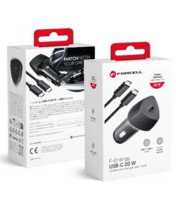 FORCELL CARBON Autoladegerät Typ C 3.0 PD20W CC50-1C (Gesamt 20W) + USB-C-Kabel PD60W
