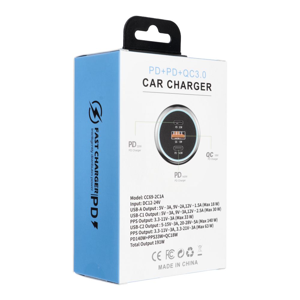 USB QC 3.0 + 2x Typ C PD Autoladegerät CC69-2C1A (insgesamt 191W) – Bild 7