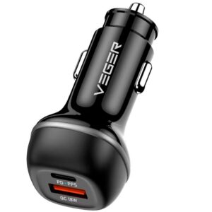 VEGER Auto-Ladegerät USB A + USB C QC PD 51W CC62-1A1C schwarz