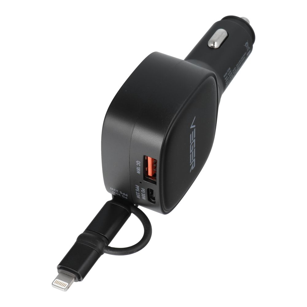 VEGER Auto-Ladegerät USB C + Kabel USB C / Lightning QC PD 84W CC89 Schwarz – Bild 4
