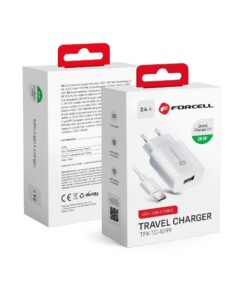 NETZ – Ladegerät FORCELL mit USB Typ-C Stecker, 2,4A und Quick Charge 3.0 Funktion