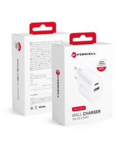 Forcell Netzladegerät – 3A 30W mit zwei Anschlüssen: USB Typ C und USB A mit PD und QC 4.0 Schnellladung