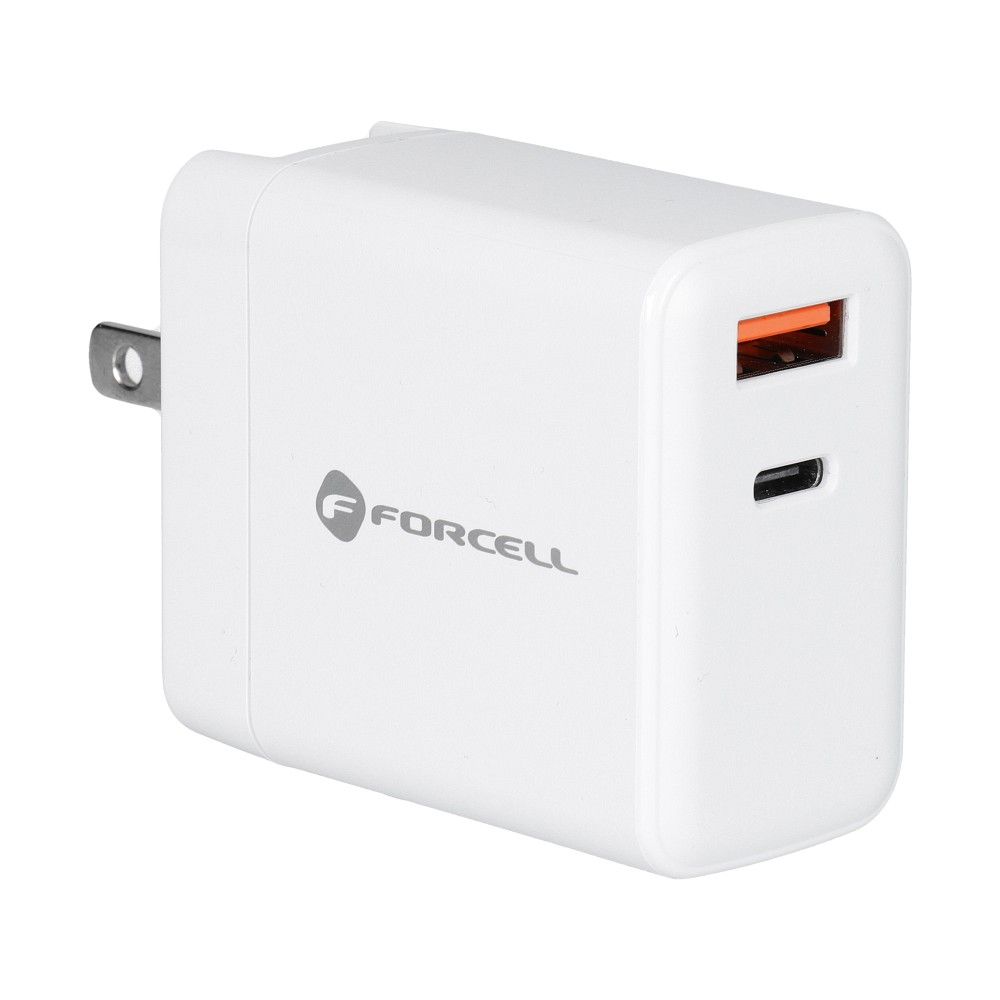 Forcell 3-in-1 Netzladegerät mit USB-C- und USB-A-Anschluss – 3A 45W mit PD- und QC 4.0-Unterstützung und drei austauschbaren Steckern – Bild 3